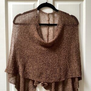 Island Tribe Knits - Brown shrug, cover up, top, one size, (19"x24")